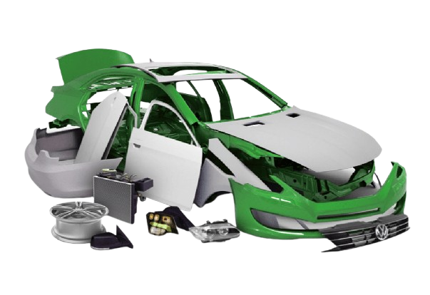 Car with auto parts